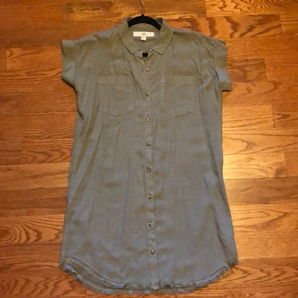 Short-Sleeve, Olive Green Dress